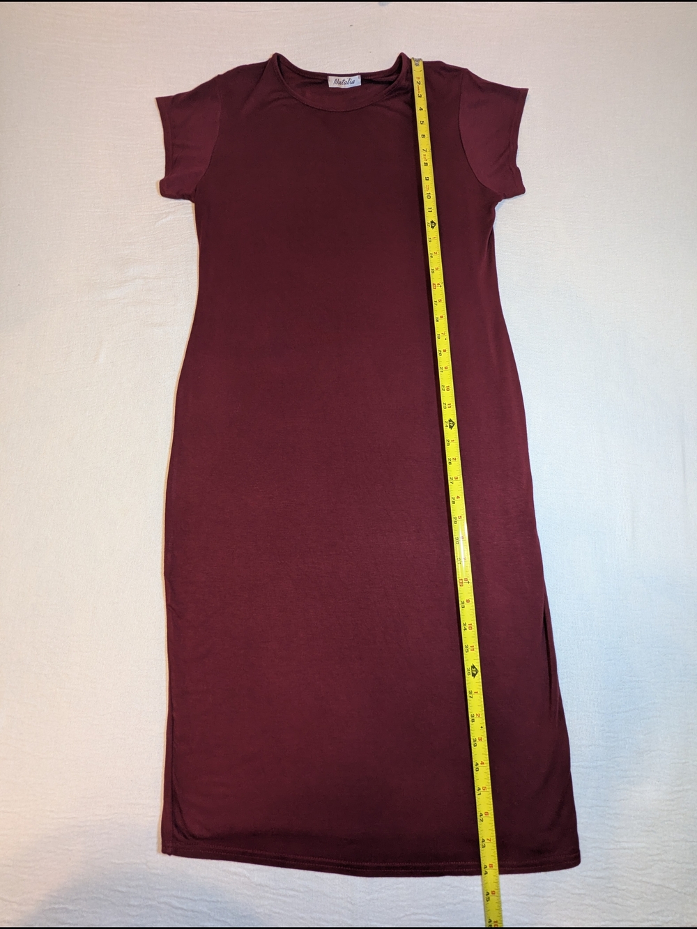 Natalia  Wine Short-Sleeve Midi Dress - Picture 6 of 9